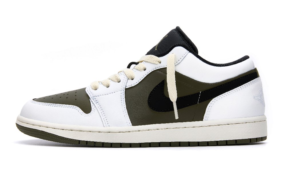 Jordan Air Jordan 1 Cushioning, Wear Resistant Low Top Vintage Basketball Shoes Unisex Beige Green
