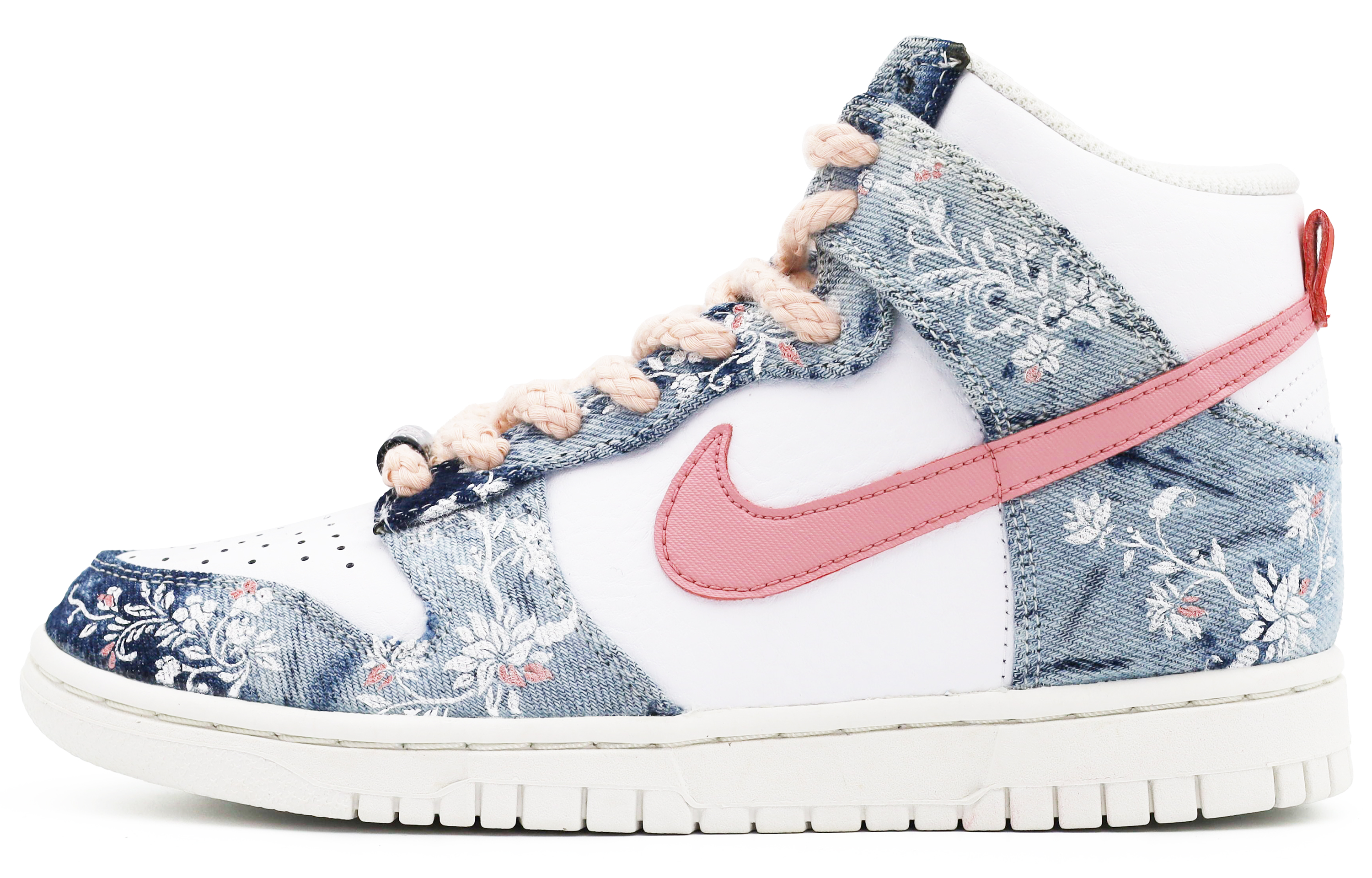 Nike Dunk High Anti-Slip And Wear-Resistant Lightweight High-Top Skateboard Shoes Women's White Blue