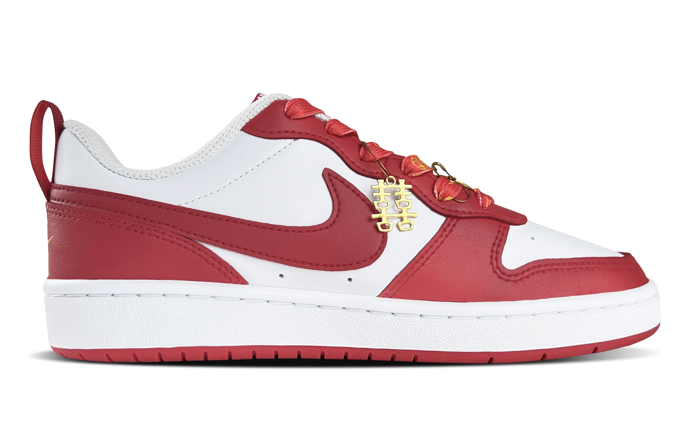 Nike Court Borough 2 Low Top Skateboard Shoes Women's Red White