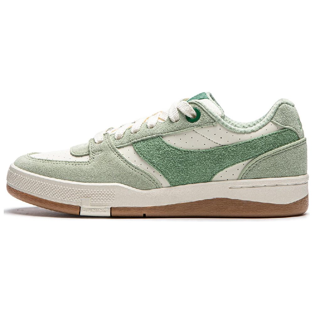 LiNing Anti-Slip Wear-Resistant Low-Top Skateboard Shoes Women's Beige Green
