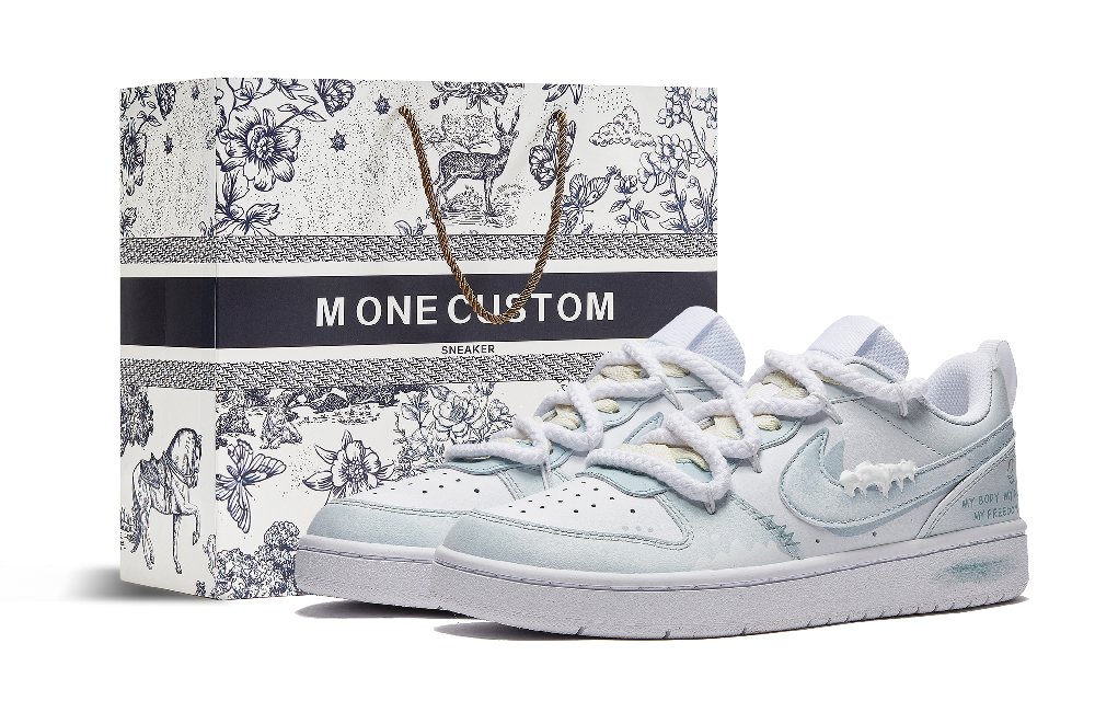 Nike Court Borough Low Top Skateboard Shoes Women's Blue White