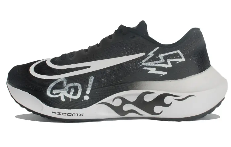 Nike Zoom Fly 5 Anti-Slip Wear-Resistant Low-Top Carbon Plate Marathon Running Shoes Men's Black White