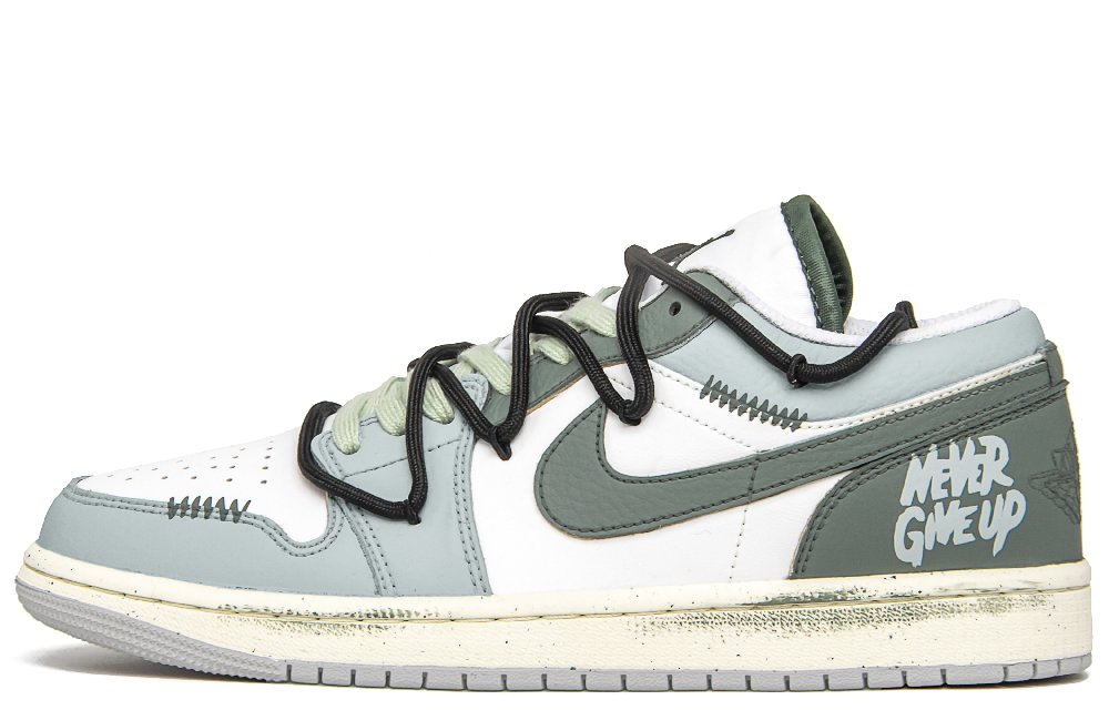 Jordan Air Jordan 1 Vintage Basketball Shoes Men's Low top Gray/Green/Beige