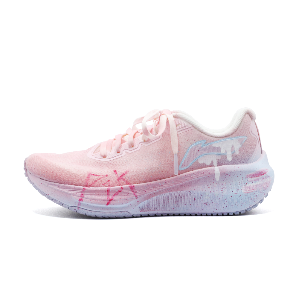 LiNing Slip Resistant, Breathable, Lightweight Low Top Casual Running Shoes Women's Pink Blue