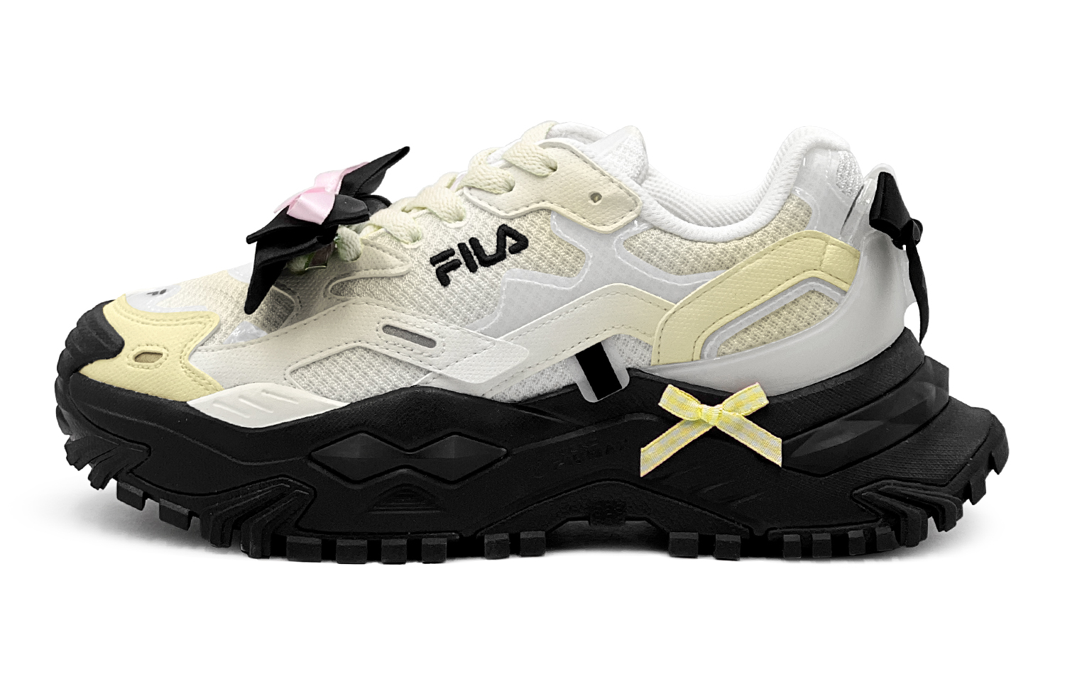 FILA Fusion Bianco, Lemon Bowknot, Fashion Versatile Low top Casual Shoes Women's