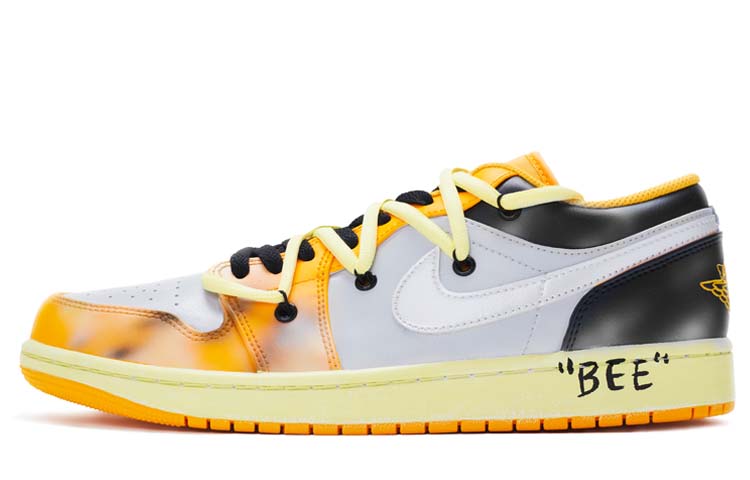 Jordan Air Jordan 1 Low Top Basketball Shoes Men's Black Yellow