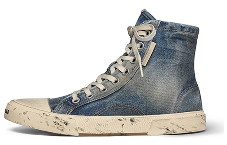 Balenciaga Paris High Top Blue Destroyed Denim
