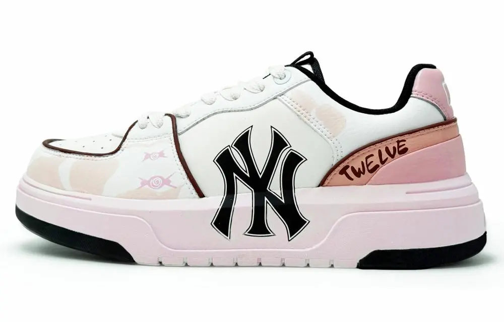 MLB Chunky Liner Abrasion Resistant Low top Skateboard Shoes Unisex Pink White