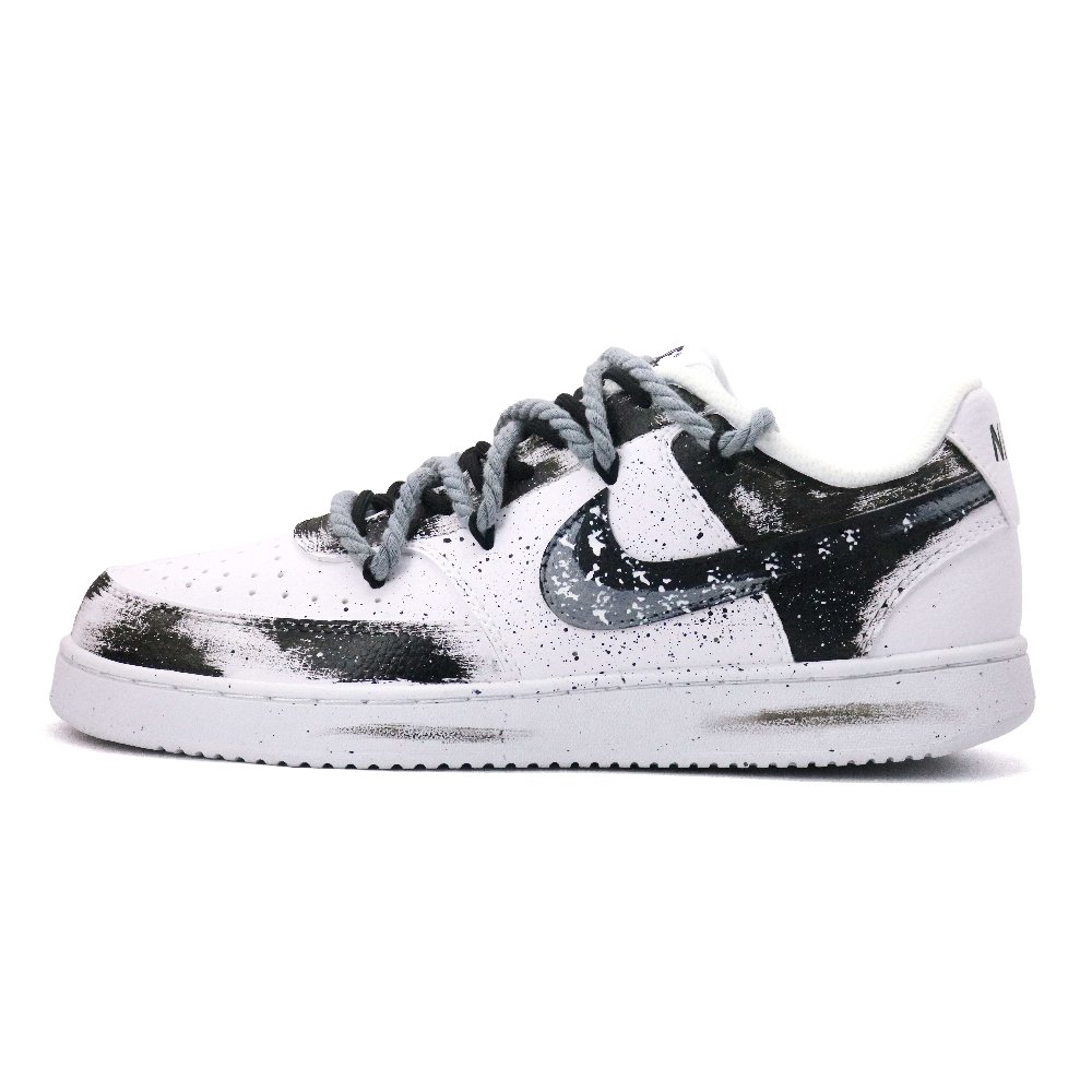 Nike Court Vision 1 Anti-Slip Wear-Resistant Low-Top Skateboard Shoes Men's Black White
