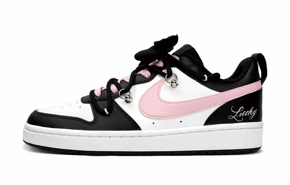 Nike Court Borough Low Low-Top Skateboard Shoes GS Black Pink