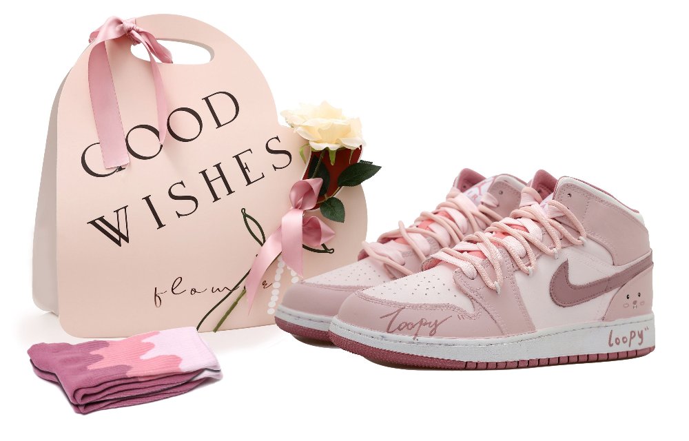 Jordan Air Jordan 1 Mid OKHR High Top Vintage Basketball Shoes GS Pink