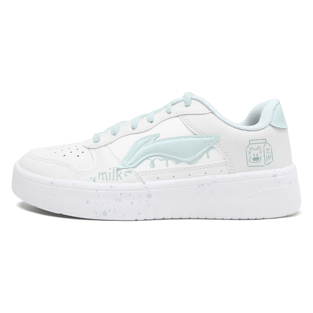 LiNing Pontoon Boats Slip Resistant, Abrasion Resistant, And Balanced Low Top Skateboard Shoes Women's Green White