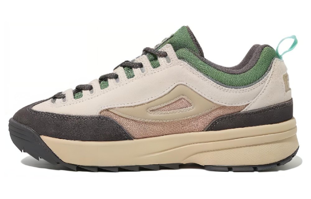 FILA Cushioning, Wear Resistant Low Top Chunky Sneakers Unisex Beige Black Yellow
