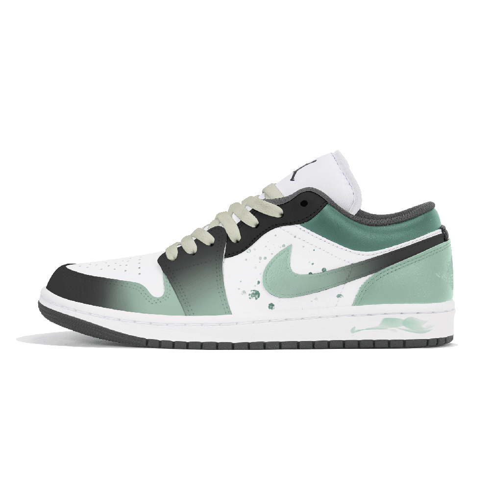 Jordan Air Jordan 1 Anti Slip Wear Resistant Low Top Vintage Basketball Shoes Men's Green
