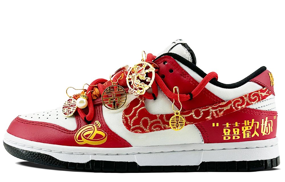 Nike Dunk Anti-Slip Wear-Resistant Low-Top Skateboard Shoes Unisex Red