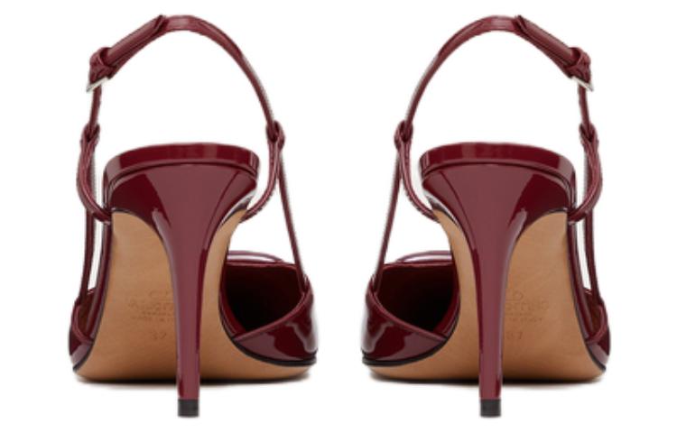 Valentino VLogo Signature Slim Heel High Heels 8cm Women's Burgundy Red