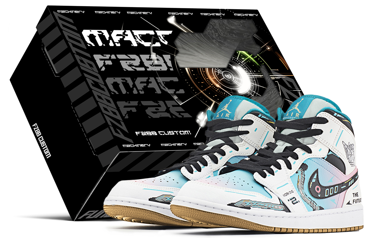 Jordan Air Jordan 1 Mid top Vintage Basketball Shoes Men's Blue Pink
