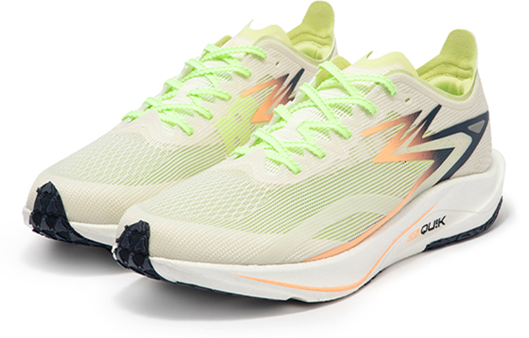361° Speed Team Cushioned Slip Resistant Abrasion Resistant Breathable Low Top Sprint Running Shoes Unisex White Green