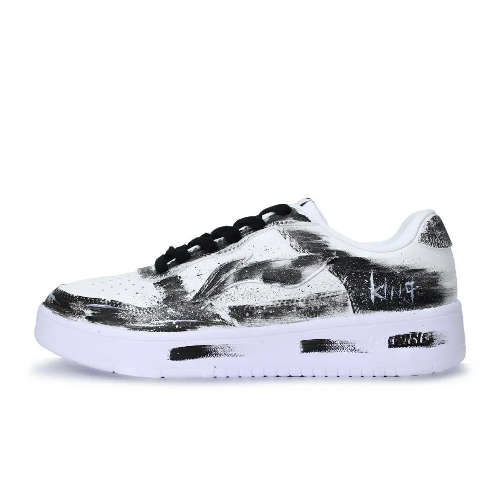 LiNing Pontoon Boats Abrasion Resistant, Lightweight, And Breathable Low top Skateboard Shoes Unisex White Black