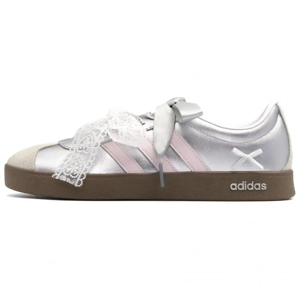 Adidas Neo VL Court 2.0 Galaxy Dream, Lunar Mailman Slip Resistant Low Top Skateboard Shoes Unisex Silver Pink