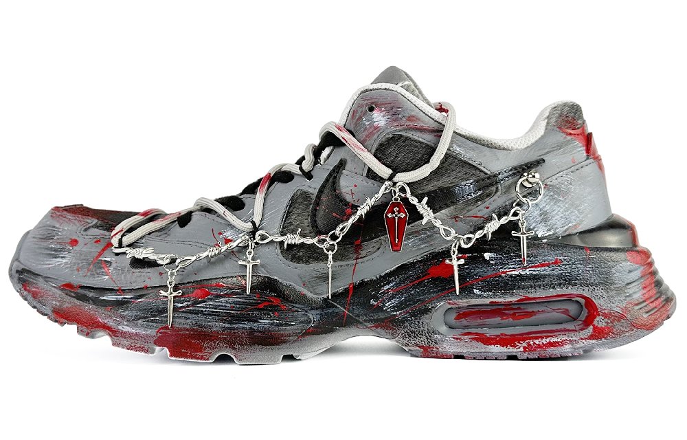 Nike Air Max Fusion Anti-Slip Wear-Resistant Low-Top Casual Running Shoes Women's Gray Red