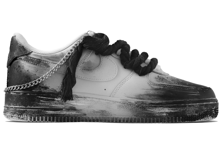 Nike Air Force 1 Low Slip-Resistant Cushioning Coverage Low-Top Skateboard Shoes GS Black White Gray купить в интернет-магазине Yoocart с быстрой доставкой по России.
