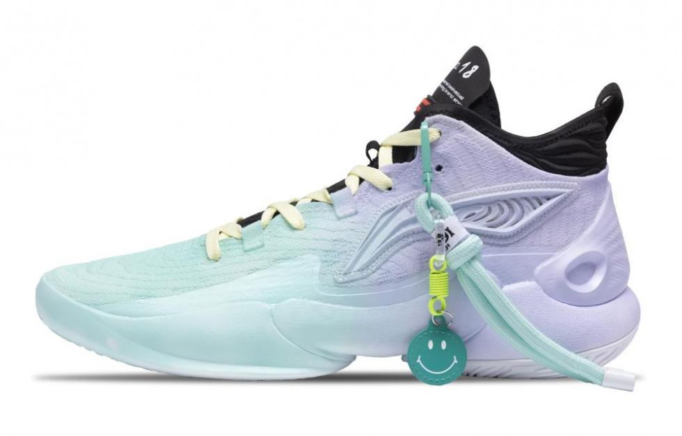 LiNing YuShuai 18 Taro Paste Lime Cushioning Anti-Slip And Wear-Resistant Mid-Top Basketball Shoes Men's Green Purple
