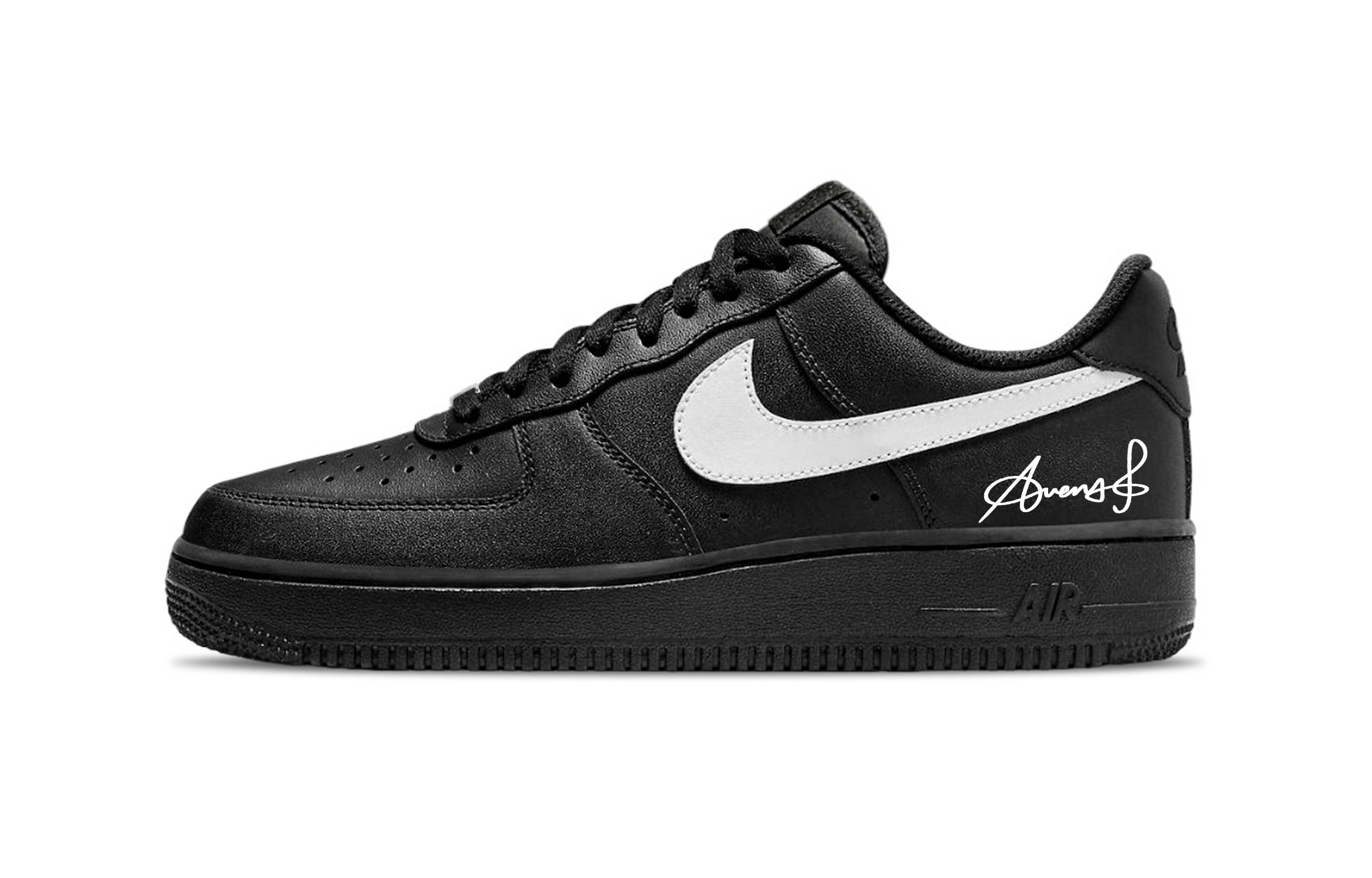 Nike Air Force 1 Black Air Force Abrasion Resistant Low top Skateboard Shoes Unisex Black White