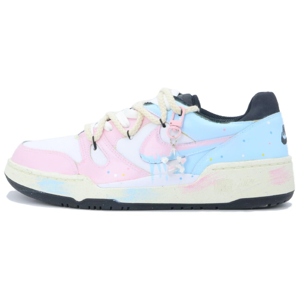 Nike Full Force Anti Slip Wear Resistant Low Top Skateboard Shoes Men's Blue Pink White