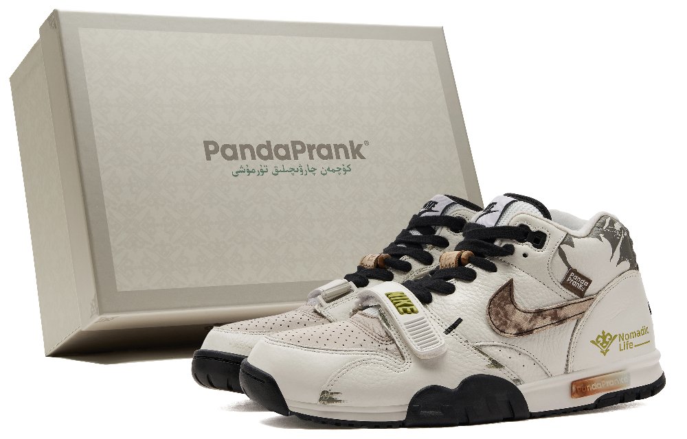 Nike Air Trainer 1 Anti-Slip Wear-Resistant Mid-Top Training Shoes Men's Beige Black