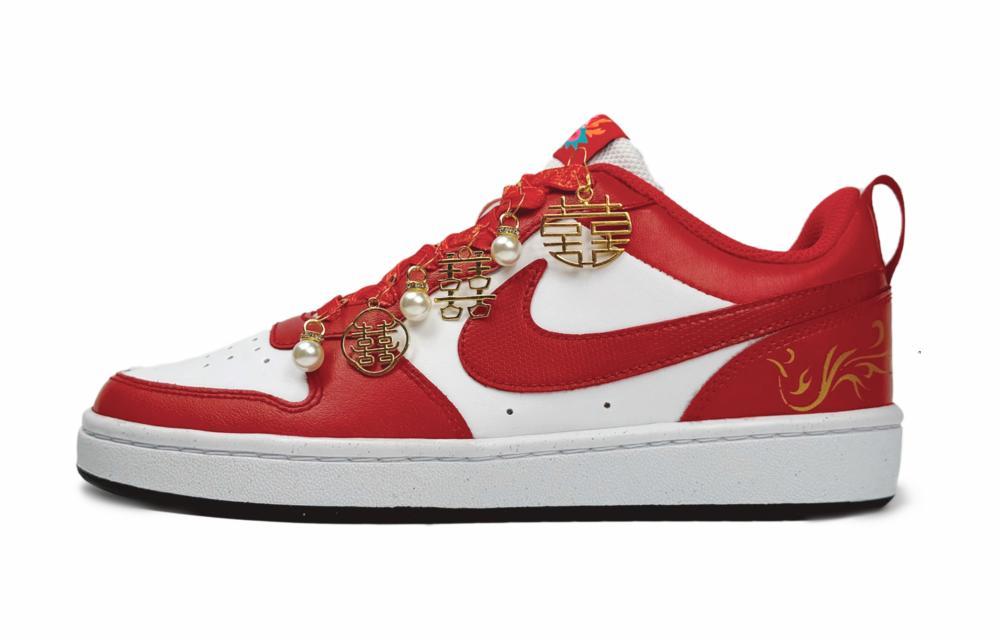 Nike Court Borough Low-Top Skateboard Shoes GS Red White