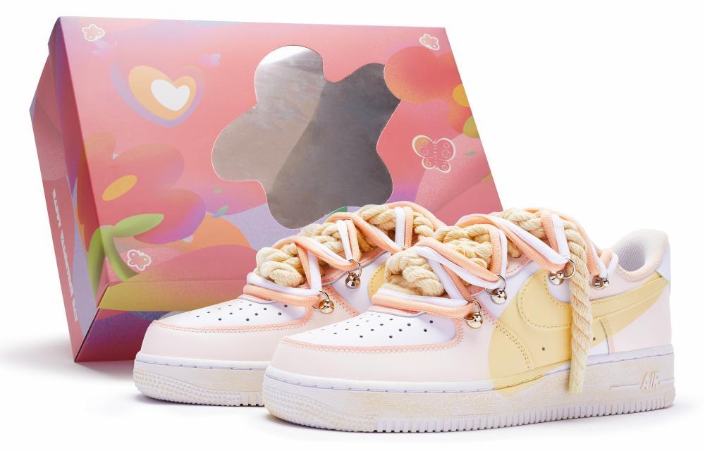 Nike Air Force 1 '7 Air Force 1 'T10' Low Top Skateboard Shoes Men's White Pink Yellow