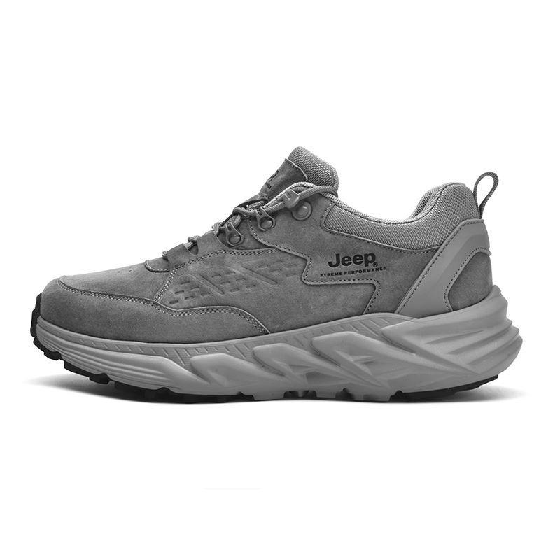 Jeep Cushioned Wear-Resistant Slip-Resistant Low-Top Men's Outdoor Hiking Shoes Gray