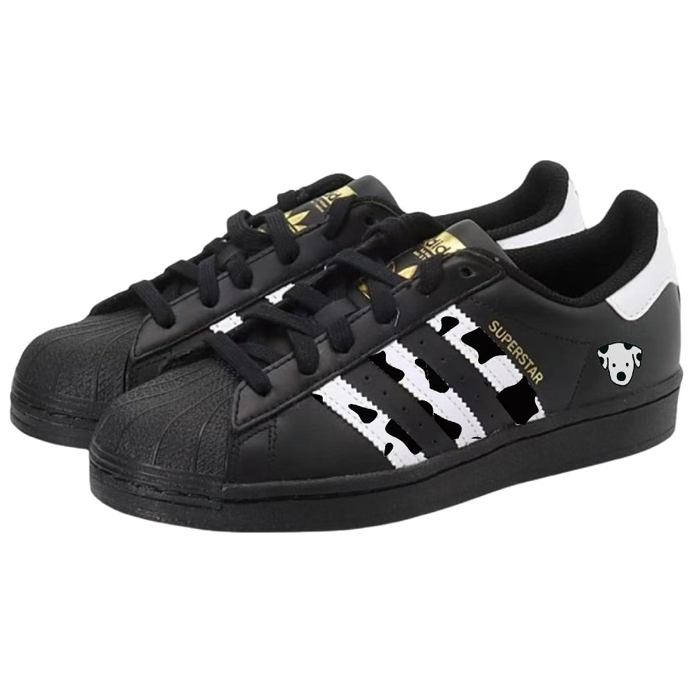 Adidas Originals SUPERSTAR Spot Puppy Anti Slip Wear Resistant Low Top Skateboard Shoes Unisex Black White