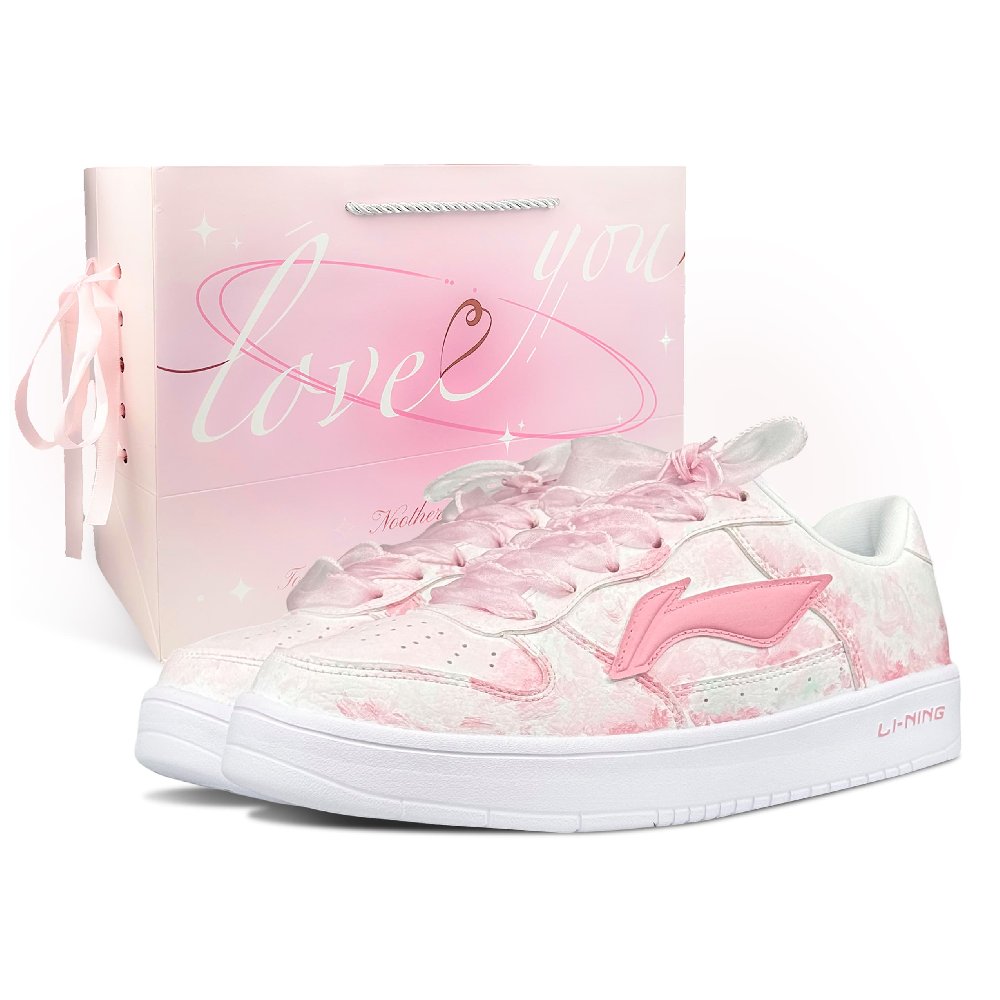 LiNing Pontoon Boats Wear resistant And Lightweight Low Top Skateboard Shoes Unisex Cherry Blossom Pink