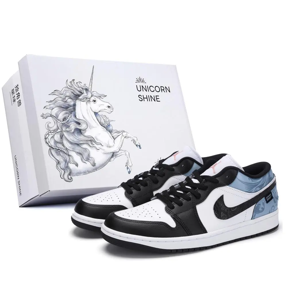 Jordan Air Jordan 1 The Classic Of Mountains And Seas Fish Low top Vintage Basketball Shoes Men's Blue White