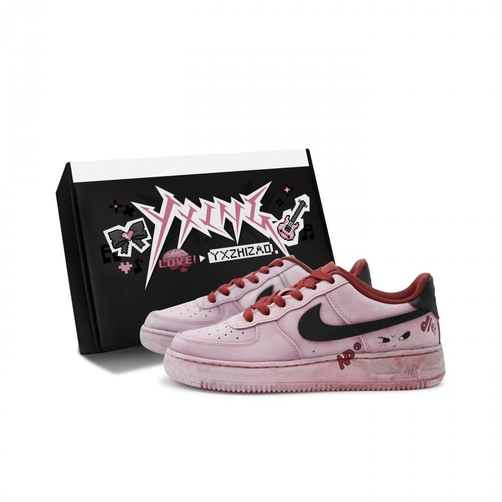 Nike Air Force 1 Low Air Force 1 Low-Top Skateboard Shoes GS Black Red