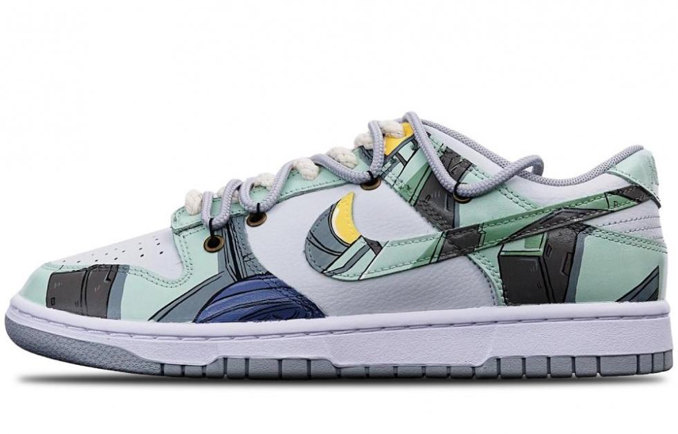 Nike Dunk Skateboard Shoes Men Low-Top White/Gray/Green