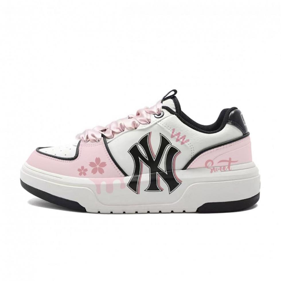 MLB Chunky Liner Cherry Blossom Melody Wear-Resistant Height Increasing Low-Top Skateboard Shoes Unisex Pink