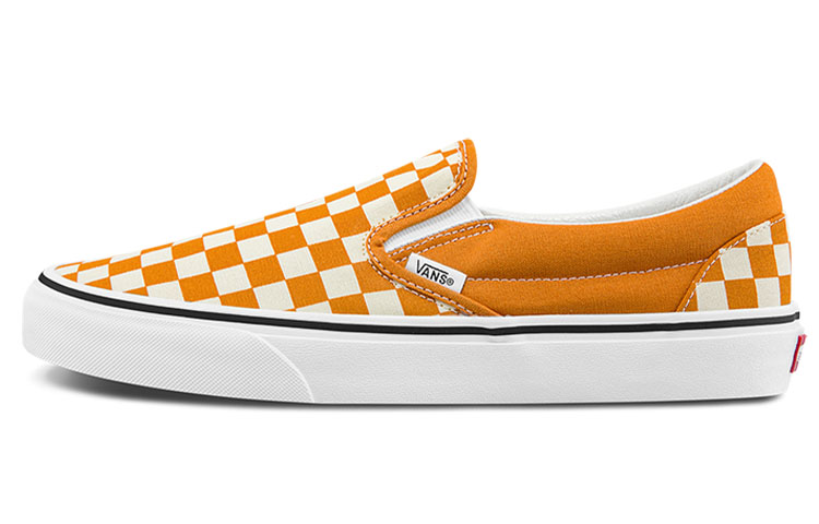 Vans Unisex Checkerboard Classic Slip On Sneakers Yellow/White