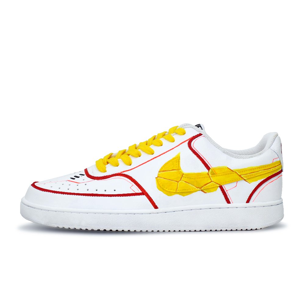 Nike Court Vision 1 Lightweight And Breathable Low-Top Skateboard Shoes Men's White Yellow Red