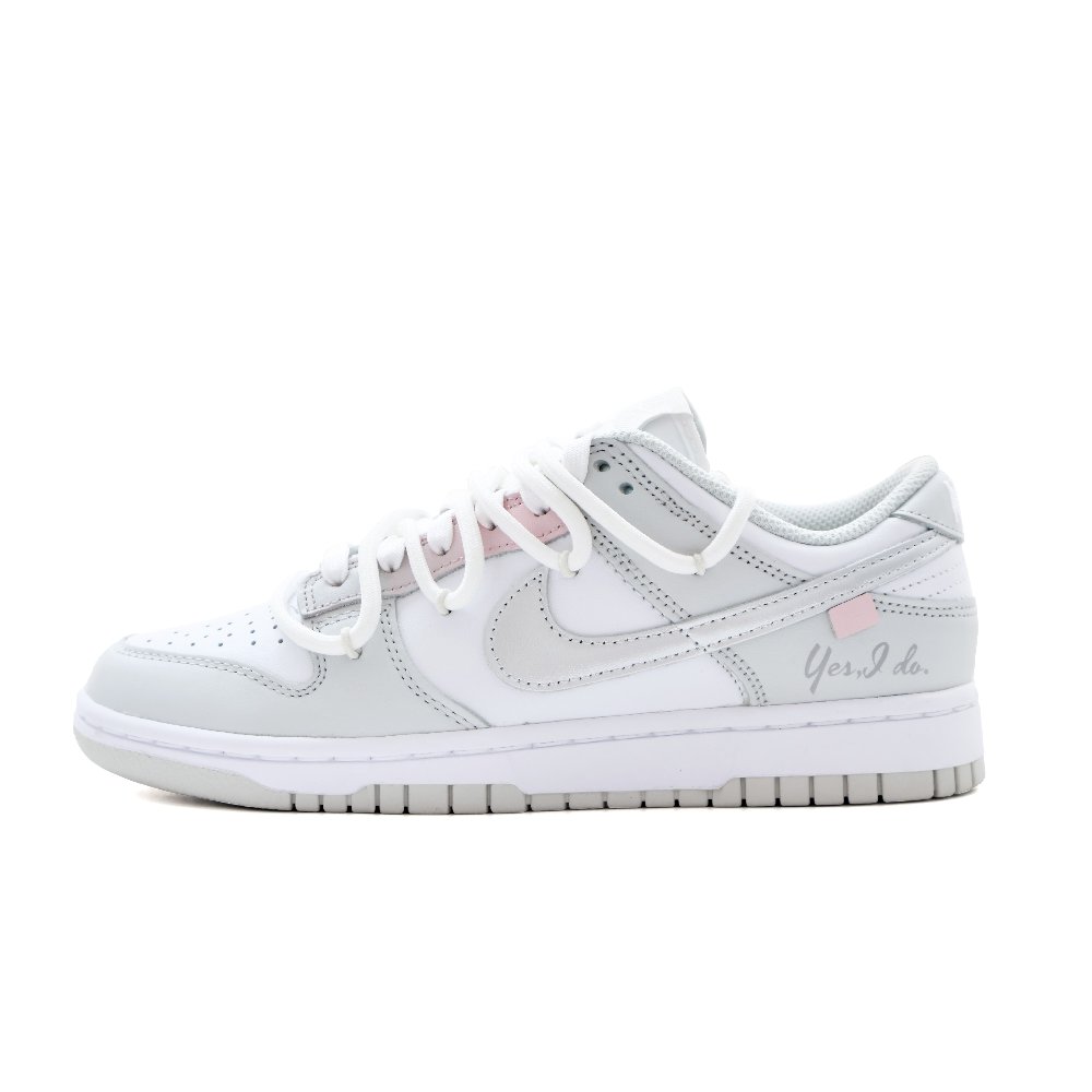 Nike Dunk Slip Resistant Low Top Skateboard Shoes Women's Silver Pink