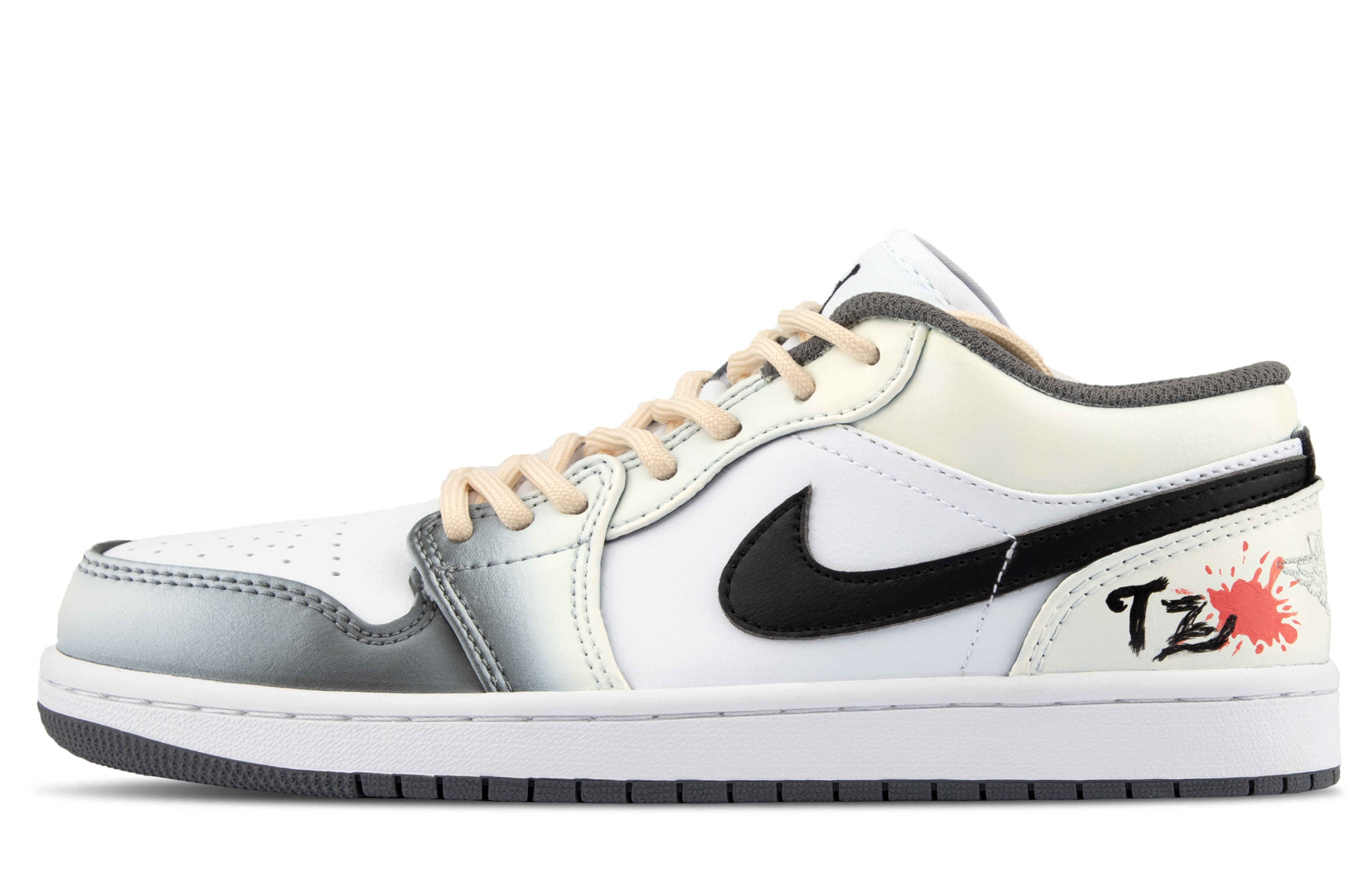 Jordan Air Jordan 1 Cushioning Low top Vintage Basketball Shoes Unisex Light Yellow