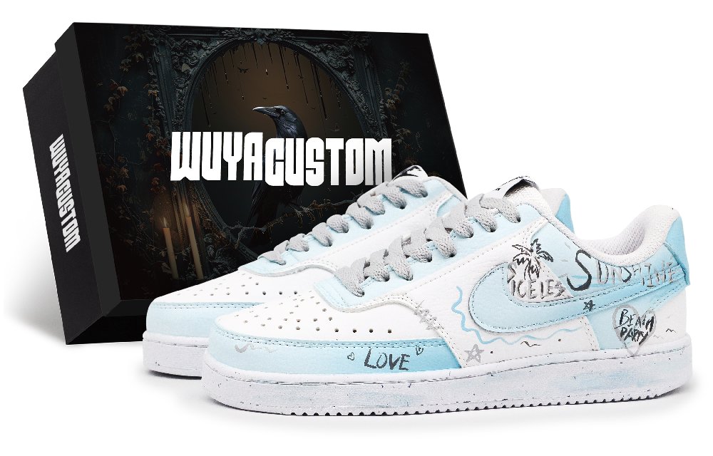 Nike Court Vision 1 Skateboard Shoes Men Low Top White/Blue