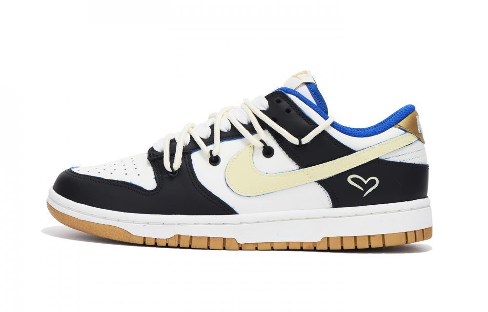 Nike Dunk Low Low-Top Skateboard Shoes Women's Black White Blue