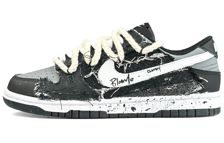 Nike Dunk Low Top Skateboard Shoes Men's Black Gray