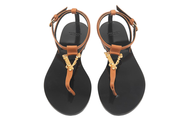 VERSACE Stylish Sandals Women's Brown Black