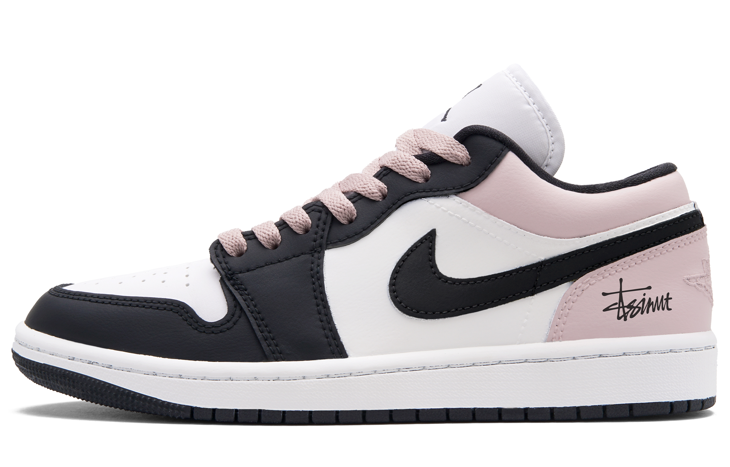 Jordan Air Jordan 1 White Peach Bubble Low top Vintage Basketball Shoes Women's Black White Pink