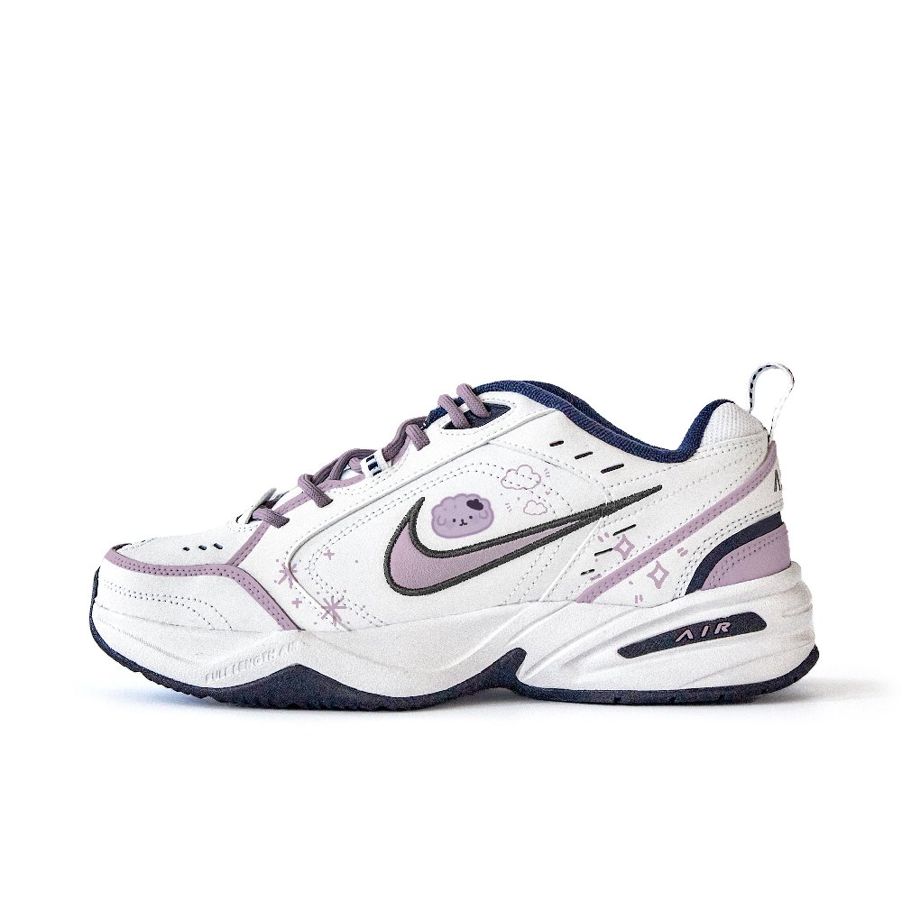 Nike Air Monarch 4 Anti Slip Wear Resistant Low Top Chunky Sneakers Unisex White Pink