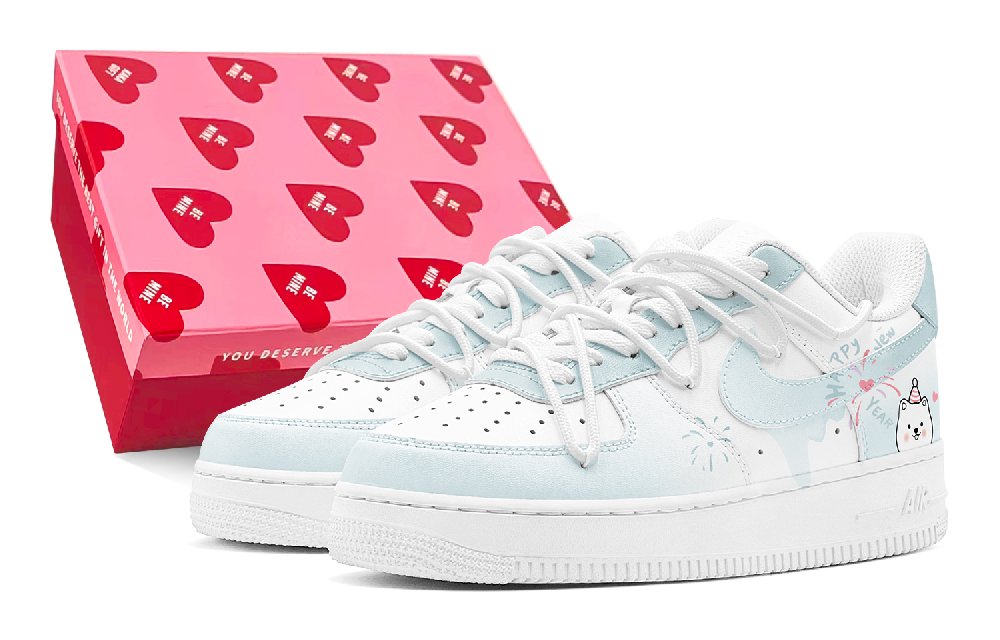 Nike Air Force 1 Anti-Slip Wear-Resistant Low-Top Skateboard Shoes Men's Blue White
